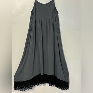 Free People‎ Intimately Midi /Maxi Dress Slate Grey With Crochet Hem Size Xs